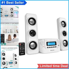 Stereo Shelf System Bluetooth Digital FM Radio CD MP3 Player Clock White