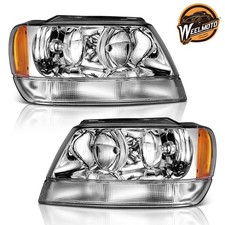 Weelmoto Pair Headlights Assembly For 1999-2004 Jeep Grand Cherokee Wo Bulbs