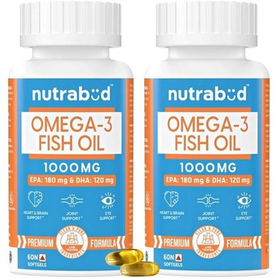Omega 3 Fish Oil Capsules 3x Strength EPA & DHA (60 Count - Pack of 2)