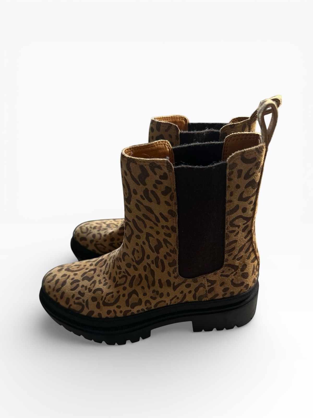 Lucky Brand Leopard Suede Chunky Block Heel Lug Sole Chelsea Boot 7m