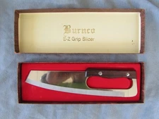 Burco E-Z Grip Slicer Knife Stainless Rocker Blade made in Japan Promo Vtg