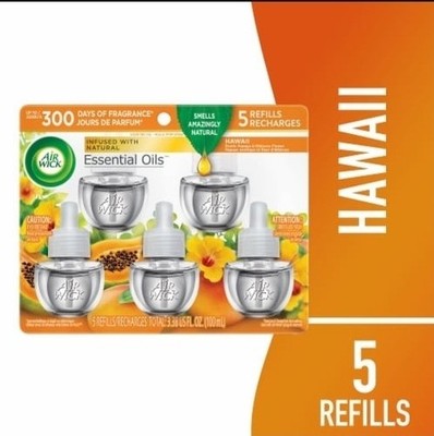 Air Wick Plug-in Scented Air Freshener Oil Papaya Hibiscus 5ct #1238,1236,1244-5
