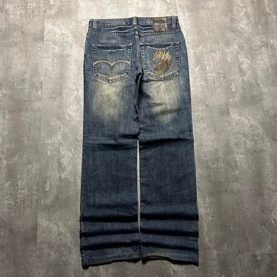 Evisu Men's Blue and Navy Jeans