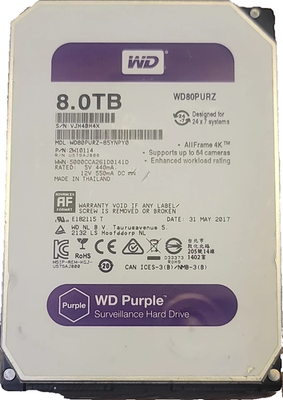 Western Digital WD Purple 8TB SATA HDD AllFrame 4K WD80PURZ