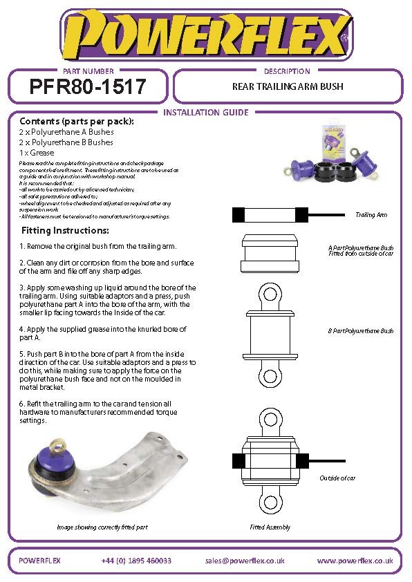 PFR80-1517 Powerflex Road Rear Trailing Arm Bushes