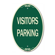 SignMission Designer Series Sign - Visitors Parking 12" x 18" Aluminum Oval Sign