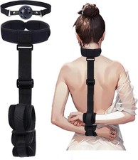 BDSM Adult Toys Bondage Kit - Neck to Wrist Behind Back Collar Restraints with H