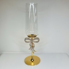 Champagne Flute Glasses Rhinestone Gold Bow Elegant Cocktail Bar Cart Barware