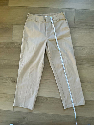 Dickies Women's Twill Worker Crop Roll Hem Pants Beige Cotton Blend 7/28