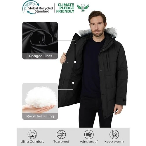 wantdo Men's Winter Jacket Thicken Winter Coat Warm Puffer Jacket with Faux Fur image 2