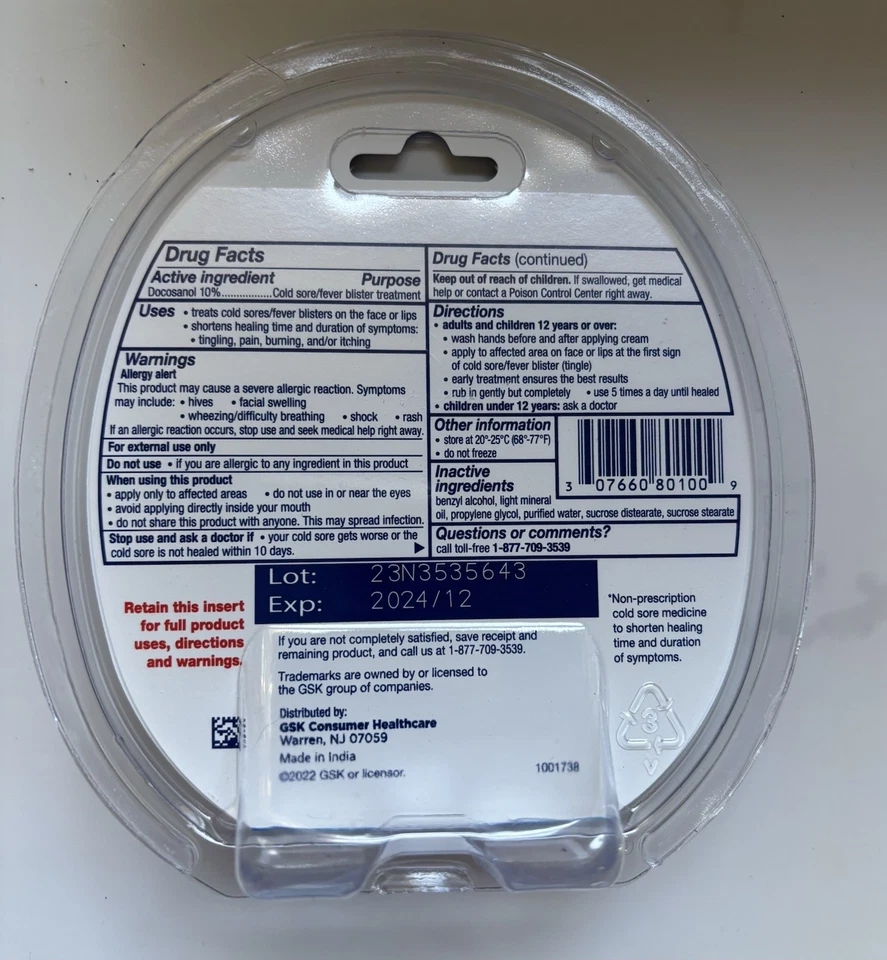 Nuevo tratamiento sellado Abreva herpes labial/fiebre ampolla - caducidad 12/2024 Foto 2 de 2