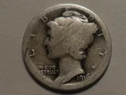 1916-P "FIRST YEAR" LIBERTY MERCURY 90% SILVER DIME MINTAGE 22,180,080!!