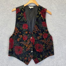 Vintage Sostanza Floral Tapestry Vest 90s Cottagecore Size Medium All Over Print