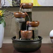 15.7" H 4-Tier Indoor Tabletop Waterfall Fountain with LED Lights Desktop