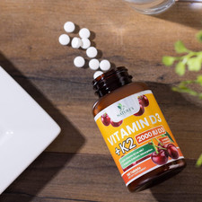 Vitamin D3 K2 2000 IU plus with K2 MK-7 75 Mcg - Vitamins D  K Complex Sup...