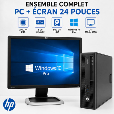 HP EliteDesk 705 G1 PC + 24'' 8GB 500GB Display Windows 10 Pro Getestet OK