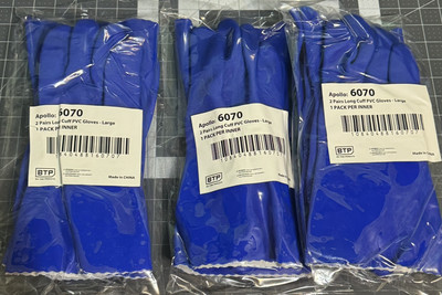 APOLLO TEXTURED GRIP PVC  GLOVES  CHEMICAL RESISTANT  LARGE 3 PACKS OF 2 PAIRS