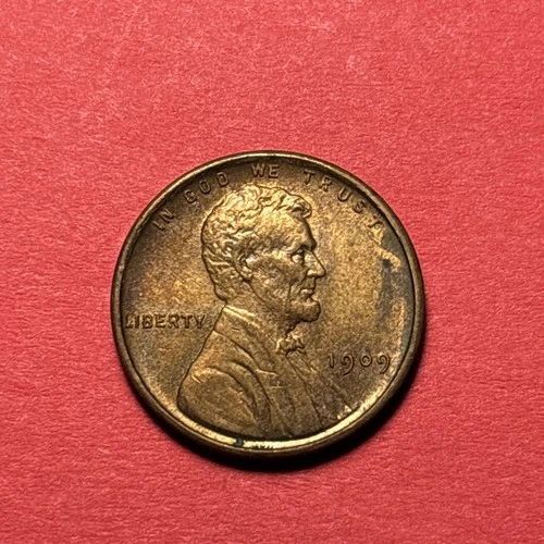 (1) Beautiful Toned Antique 1909-P VDB Lincoln Wheat Cent/Penny CHOICE AU
