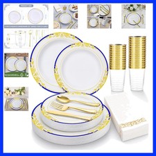 Disposable Plastic Plates for Party and Wedding,175PCS Heavy Duty Plates