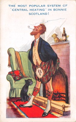 UK AND FOREIGN COMIC POSTCARD SCOTSMAN FIRE  GOOD GOOD PLUS