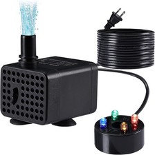 70GPH Mini Submersible Fountain Pump with LED Lights, Ultra Quiet Aquarium