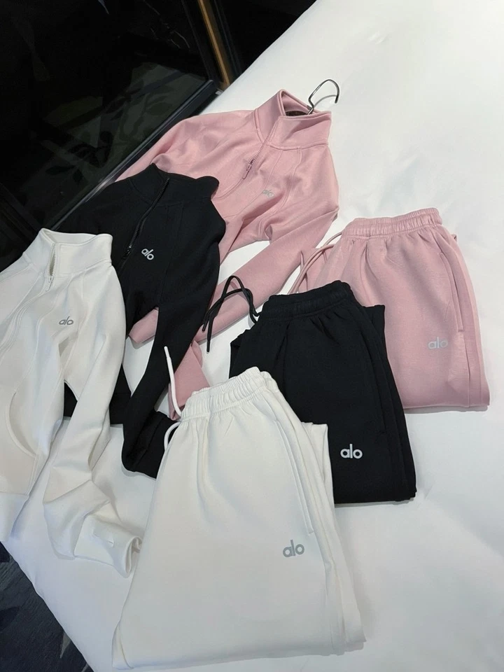 New AIo Yoga Sports Suit Full Zip Slim Jacket+Sweatpant Set Women's Winter Wear - Image 2 of 4