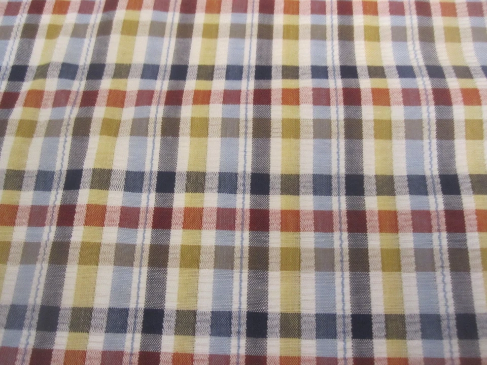 Tela ALGODÓN Poli SEERSUCKER Cuadros Pequeños Multicolor 2yd x 62" Foto 3 de 4