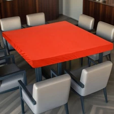 2Pcs Picnic Table Cloth, 34"x34" Square Elastic Fitted Tablecloths, Orange