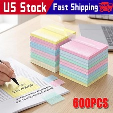 600 Sheets Colored Transparent Sticky Notes 3x3 Inch Pastel Translucent 12 Pads