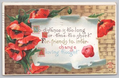 Posted 1910 Vintage Embossed Postcard No Distance too Far for Friends Winsch A9