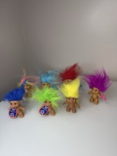 Lot Of 7 Troll Dolls Figures Russ Uneeda Colorful Retro