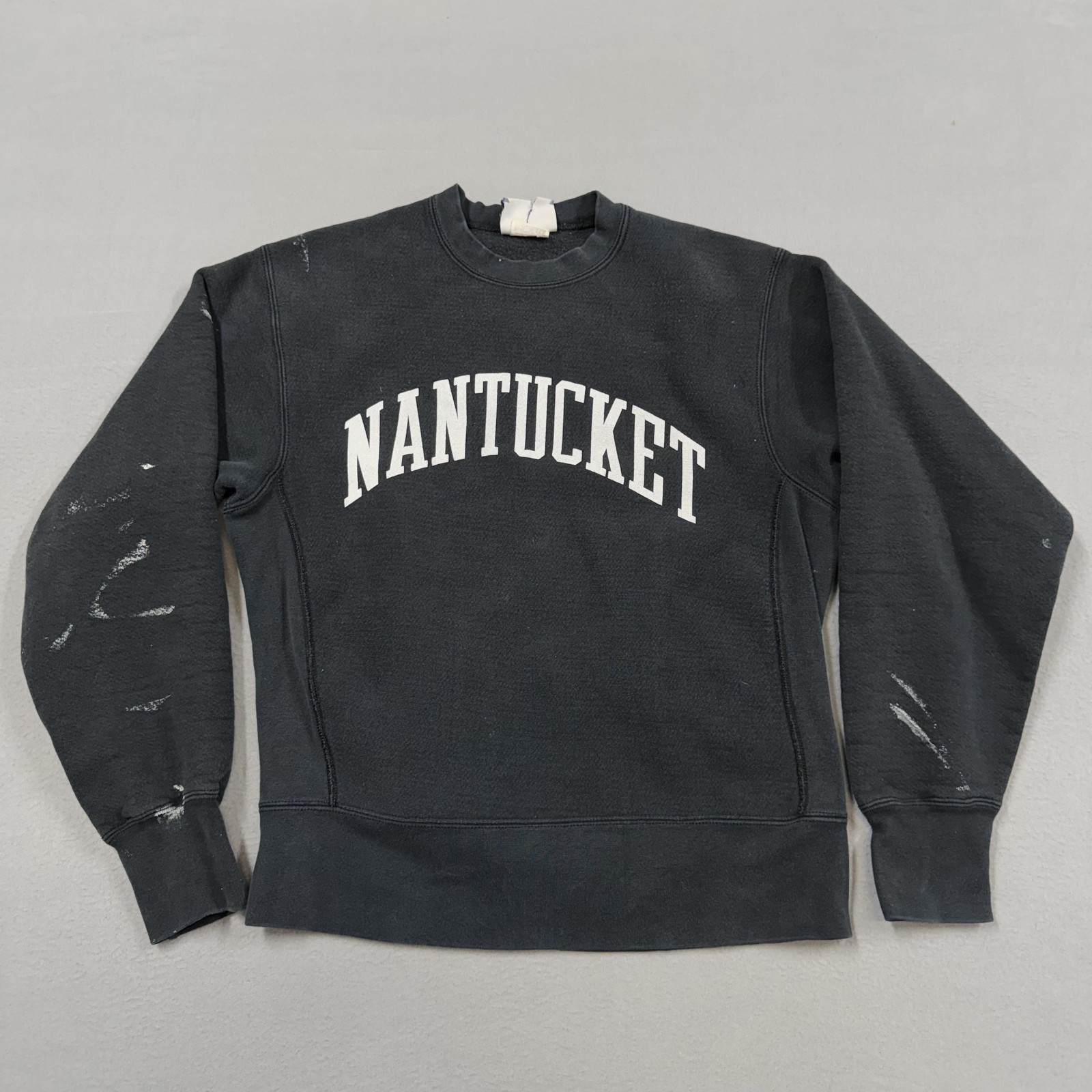 Vintage Lee Sweatshirt Mens M Black Fleece Crewneck Nantucket Graphic USA 90s