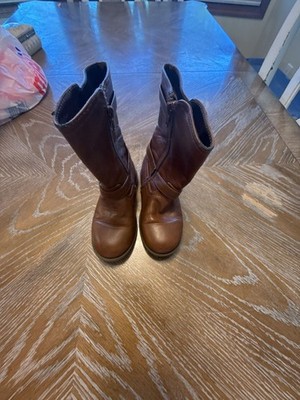 Falls Creek Kids Brown Faux Leather Side Zip Boots Size 10