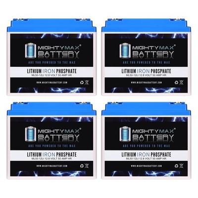 Mighty Max 12V, 50Ah, Lithium, Replaces Batteries Plus SLAA12-44C/FR - 4 Pack
