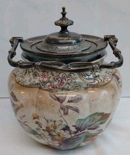 Antique Victorian Royal Doulton Ceramic Biscuit Barrel