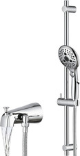Chrome Metal Diverter Tub Spout  6-Setting Handheld Shower with Pause Switch