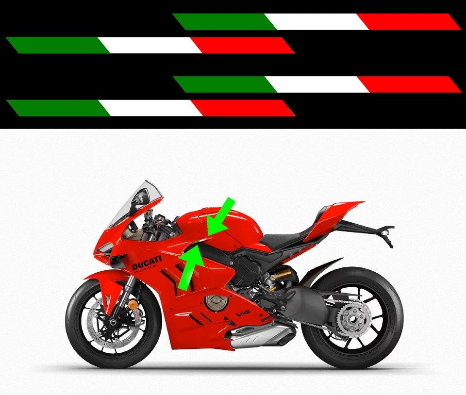 adesivi Moto Carene - 4 Bandiere adesive Ducati Panigale V4 - Stickers Ducati