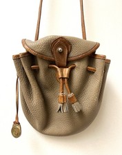 Vintage Dooney Bourke All Weather Leather Drawstring Bag British Tan Brown