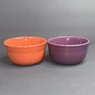 Fiesta Ceramic Bowls Orange & Purple Set of 2 Glossy Pottery USA 4.5" Round