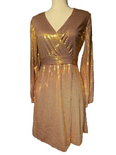 New NWT Womens GOLD Sequin Size XS Classic Sexy Romantic Formal Prom - Picture 4 of 9