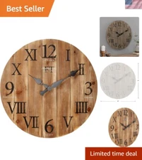 Farmhouse-Style 24-Inch Analog Wall Clock – Rustic Charm for Living Spaces