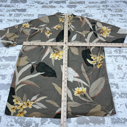Vintage Chaps Ralph Lauren Shirt Men Medium Hawaiian Button Up Floral Leaf 90s - Picture 6 of 9