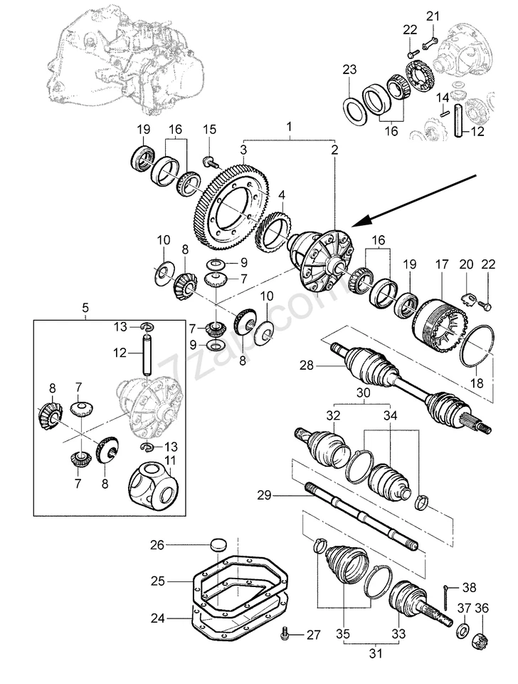 Soporte de Satélite CX 93272828 Diferencial 2004-12 Chevrolet Chevy 2004-08 Corsa Foto 4 de 4