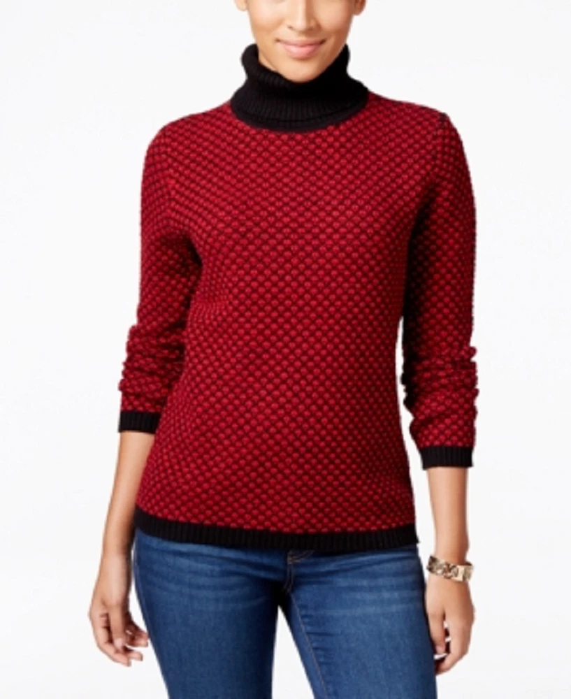 Karen Scott Turtleneck Sweater in New Red Amore Combo, Size X-Large, Retail  $46 | eBay