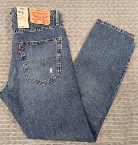 NWT Mens Levis 502 Jeans Regular Taper Stretch Distressed Size 32x32 | eBay