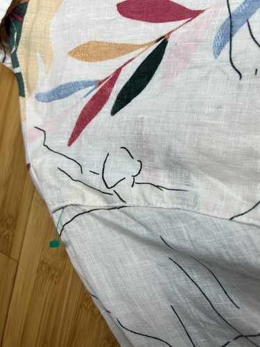 Cynthia Rowley Womens 100% Linen V-Neck Tropical Leaf Print Graphic Shirt |Sz:1X - Picture 21 of 23