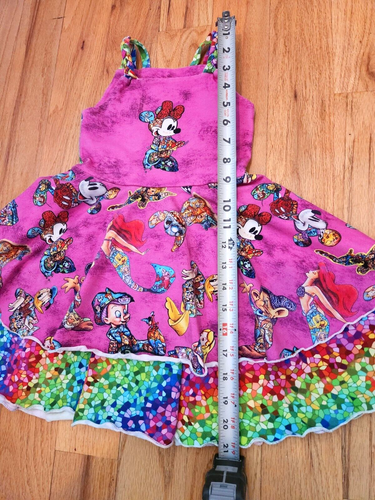 NEW Handmade Custom Print Disney Character Stretch Knit Girls Dress Sz Medium - Picture 11 of 12