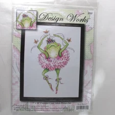 Design Works Frog Dancer Ballerina Counted Cross Stitch Picture Kit 7" X 10"