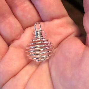 Small Silver Tumbled Stone or Crystal Cage!
