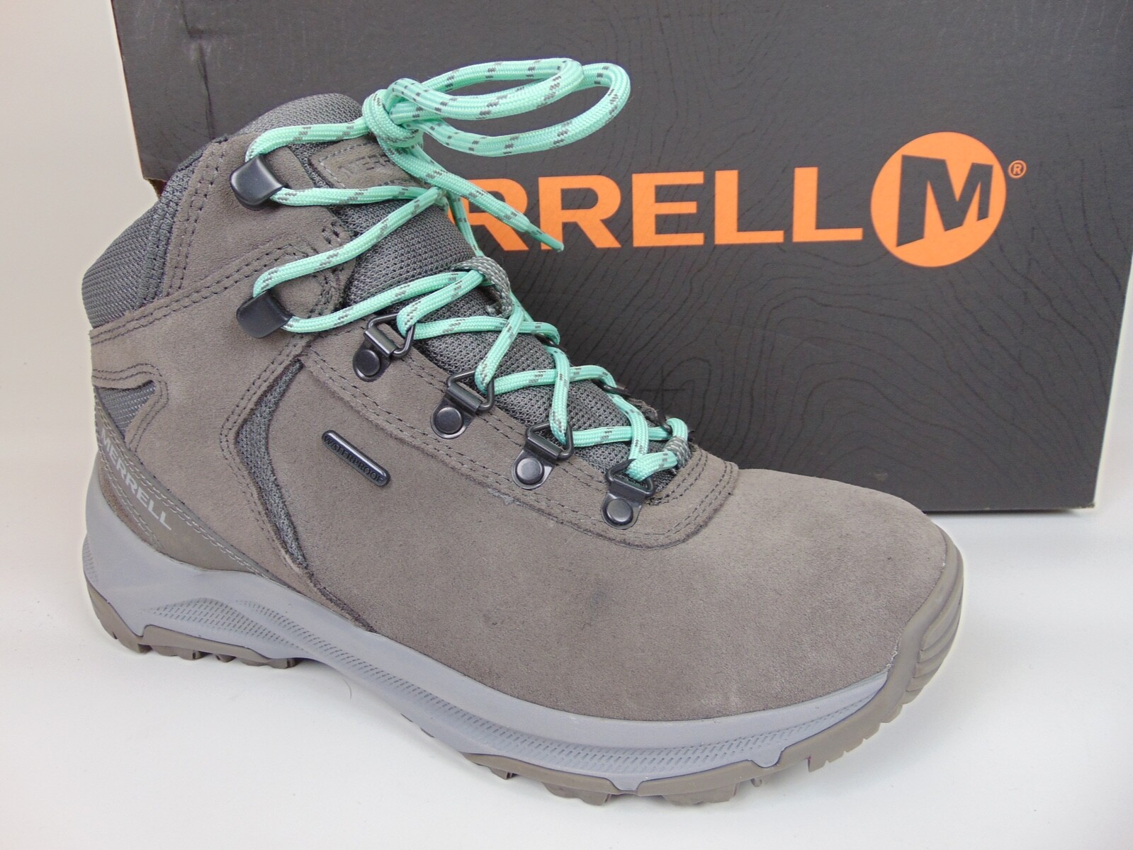 Merrell Women's Erie Mid WP Hiking Boots, Size 9.0 M, Gray Suede, 28285